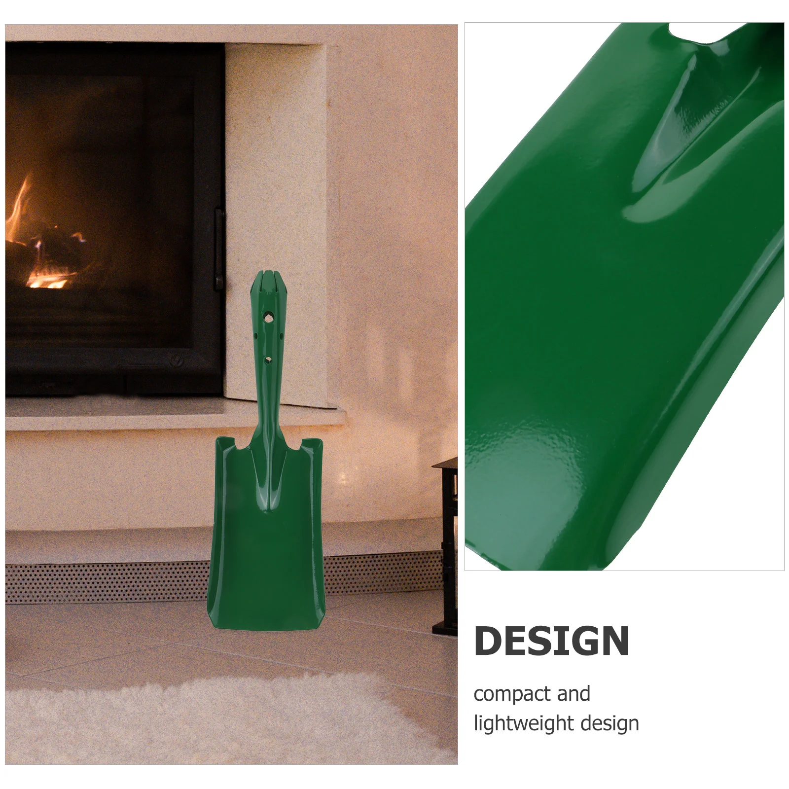 Green Iron Hand Spade for Fireplace Ash Cleaning Small Coal Home Gardening Outdoor Activities Extra Large Smooth Edge