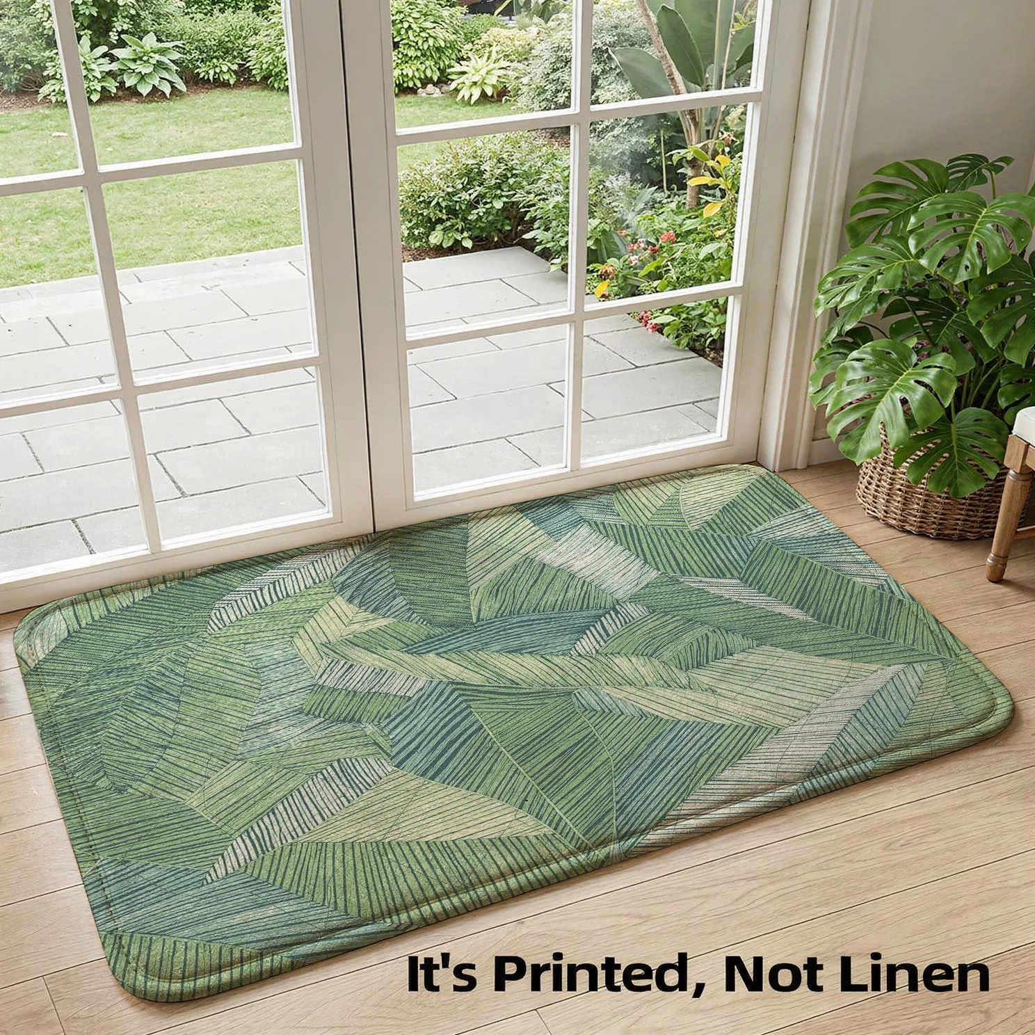 Premium Botanical Tropical Leaf Print Green Area Rug Boho Mat for Living Room Entryway Home Decor Nursery Aesthetic Design