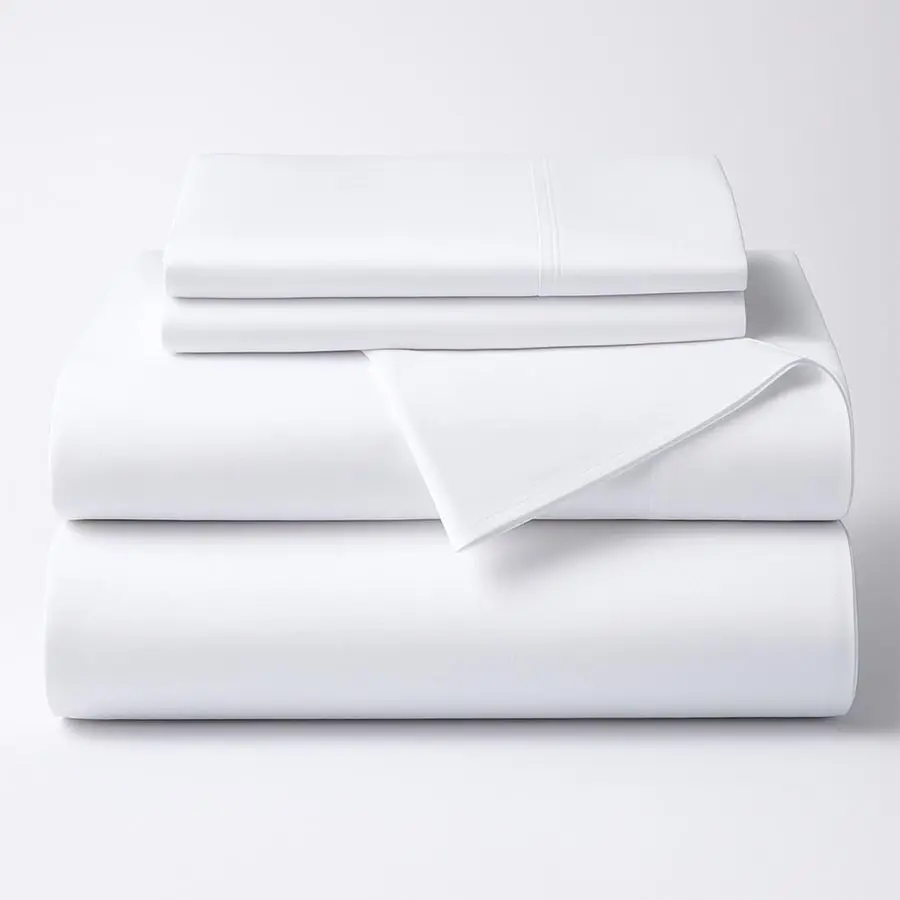 

4PCs Short Queen Sheets for RV Camper, 100 Egyptian Cotton, Soft amp Breathable Bedding, Fits Upto 10 Inch Deep Mattress, White