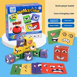 Kids Face Change Expression Puzzle Building Blocks Montessori Cube Table Game Toy Early Educational Toys for Children Gifts