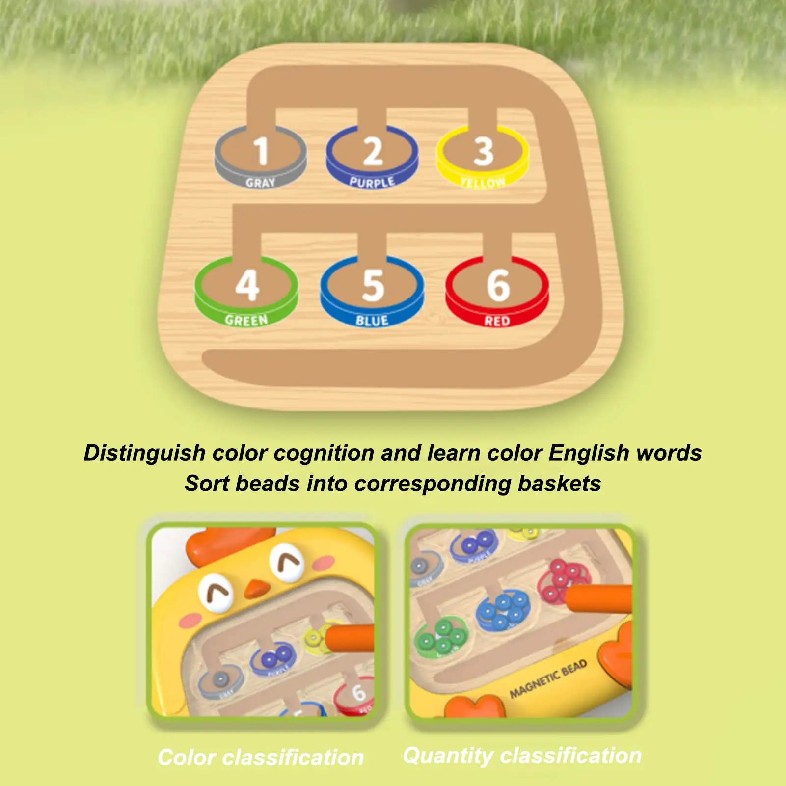 Montessori Magnetic Color Sorting Number Maze Board Pen Moving Bead Games Fine Motor Skills Educational Toys for Kids Boys Girls