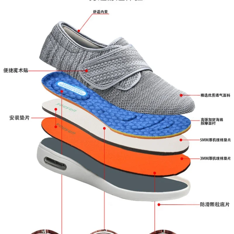 XIHAHA Women Senile Orthopedics Wide Feet Swollen Shoe Couple Thumb Eversion Adjusting Soft Comfortable Diabetic Walking Shoes