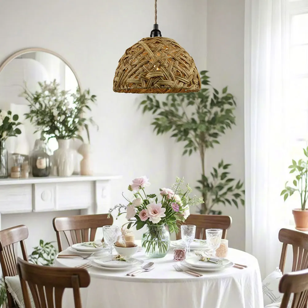 

Тканый абажур из ротанга ручной работы, имитация подвесного светильника, чехол для гостиной, спальни, ресторана, фермерского дома, в стиле бохо