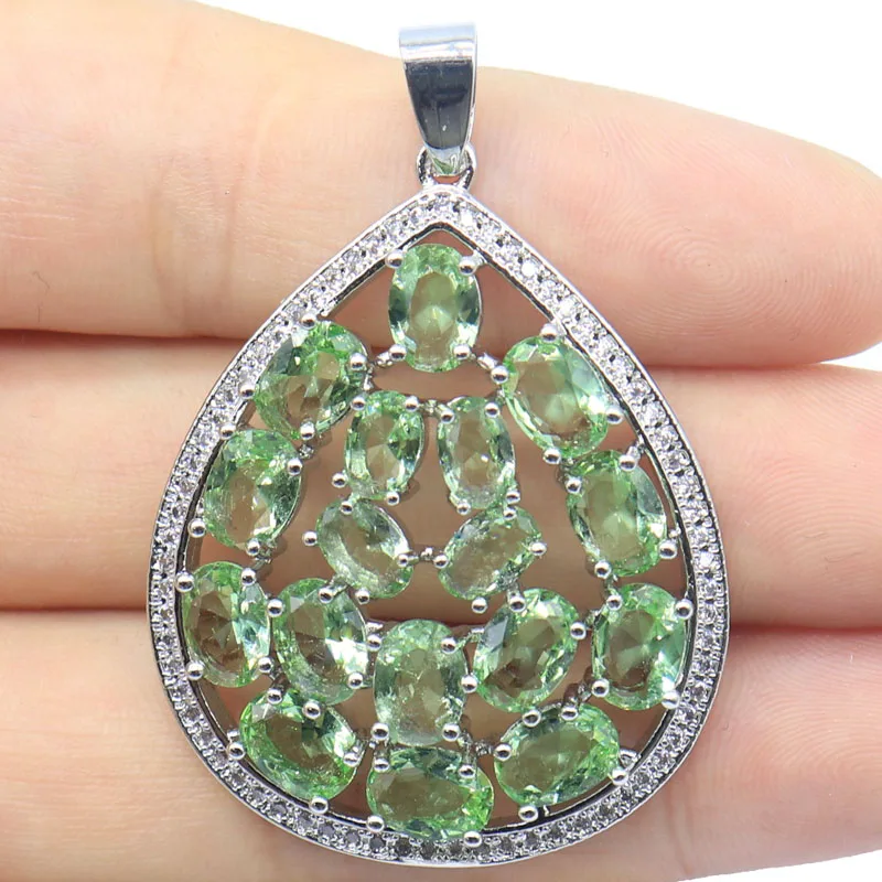 9.5g 925 Solid Sterling Silver Pendant Customized London Blue Topaz Citrine Green Tsavorite Garnet Blood Ruby CZ Women dating
