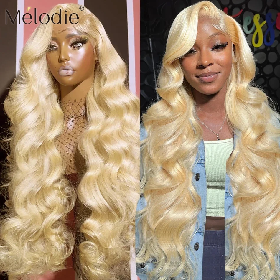 Melodie 613 HD Lace Wig 13x6 Human Hair Blonde Colored Body Wave 5X5 Glueless 13X4 Frontal Water Wave 250 Density 40 Inch Wigs