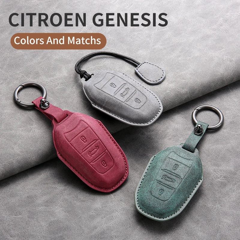 

Soft Leather Car Remote Key Case Cover Shell Fob Holder For Peugeot 308 408 508 2008 3008 4008 5008 For Citroen C4 C6 C3-XR Part