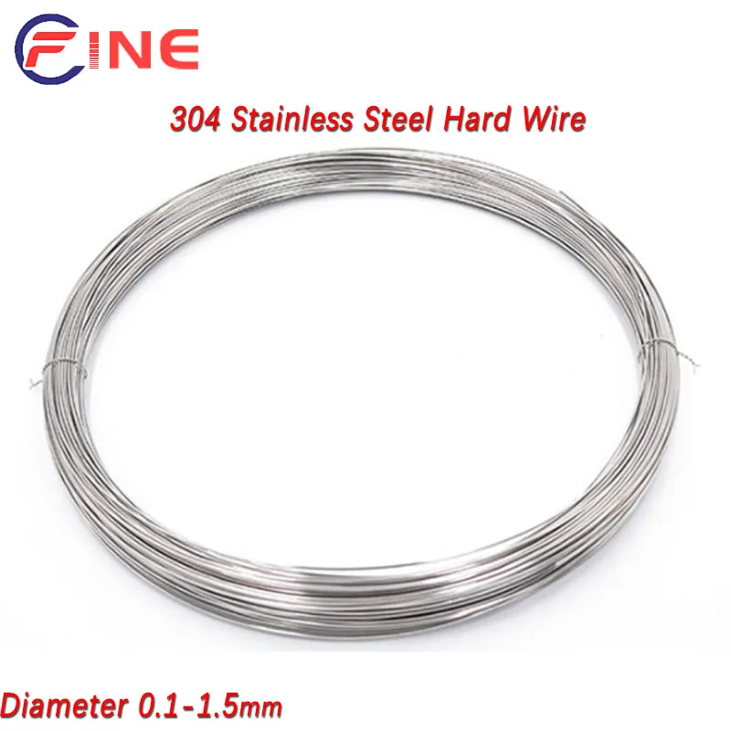 

2/5/10M Stainless Wire 304 Stainless Hard Wire Cord Line Single Strand Rustproof Handmade DIY Diameter 0.1-1.5mm