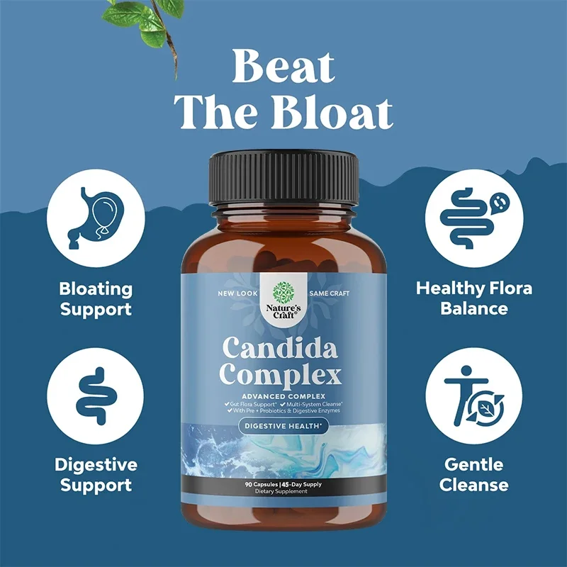 Candida Complex with Digestive Enzymes - Probiotics and Oregano Leaf Extract for Better Digestion, Gut Cleansing and Immunity