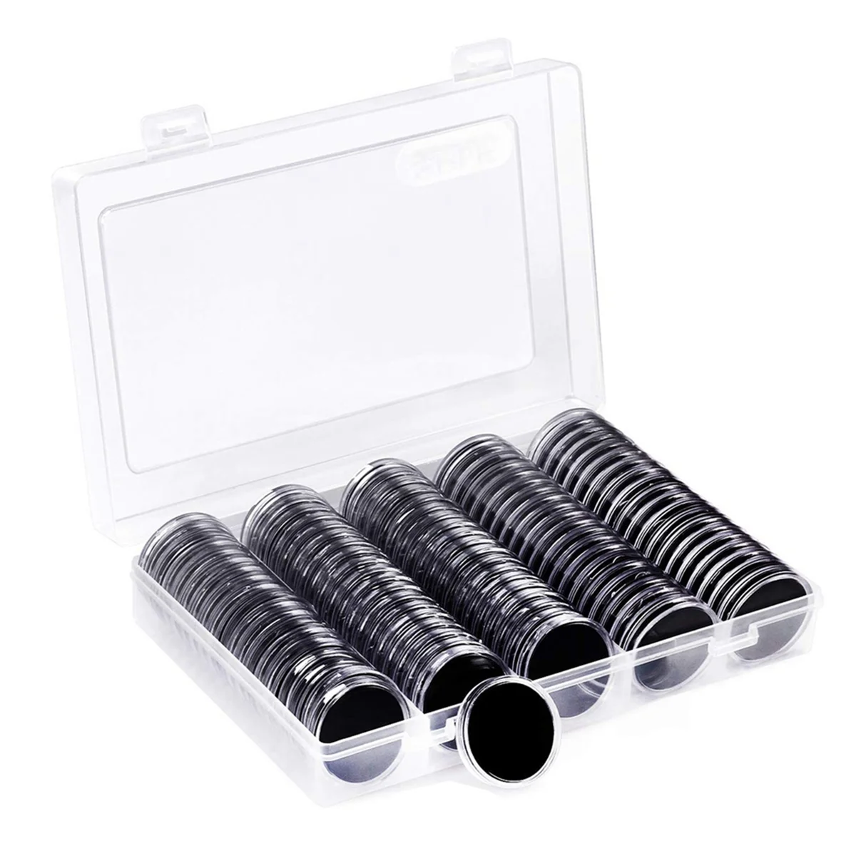 100 Pieces 30mm Coin Capsules and 5 Sizes (17/20/25/27/30mm) Protect Gasket Coin Holder Case with Storage Organizer