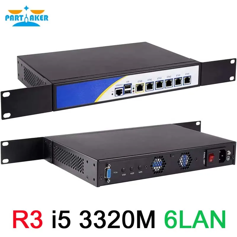 

Partaker R3 Firewall Appliance Intel i5 3320M 6 Port Gigabit LAN Support pfSense OpenWRT VPN Router AES NI VGA