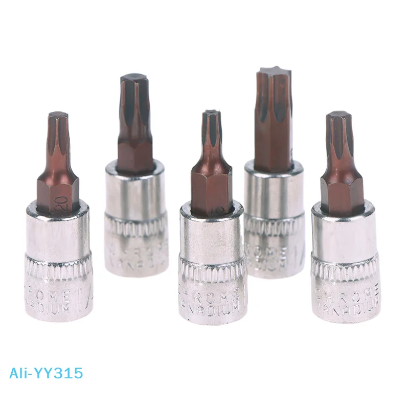 【Y】5 Pcs Torx Screwdriver Bits 1/4 Inch Drive Socket Head Tools T15 T20 T25 T30 T40 Socket Wrench Adapter Hand Tools
