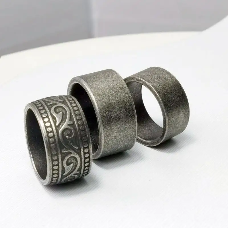 Jiayiqi Punk Vintag Stainless Steel Ring For Men Round Viking Letters Men Ring Personality Jewelry New Year Gift Wholesale