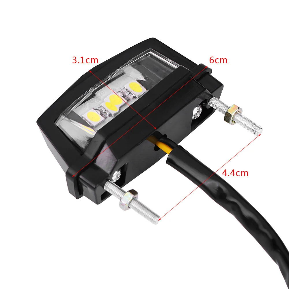 12V Rear Tail Lamp White Motorcycle Universal Motorcycle Motorbike LED License Plate Light Tail Light LED License Plate Light