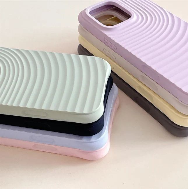 متعدد الألوان الصلبة موجة صغيرة غطاء من السيليكون تغطية كاملة للصدمات آيفون 15-16 برو ماكس 16pro 16 15 برو ماكس 15pro 15 #3