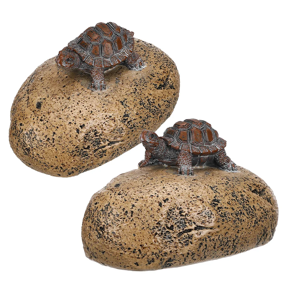 

2Pcs Resin Fake Rock Key Box Turtle Design Outdoor Hidden Key Hider Stone Storage for Home Garden Safe Hidden Secret Storage