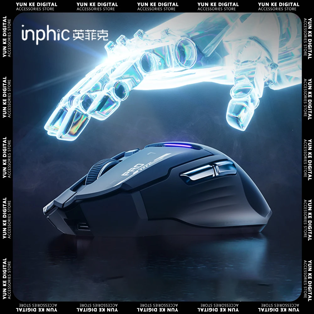 

Inphic In9pro Mouse Three Mode Wireless Mouse 8K Low Latency PAW3395 Sensor RGB 500mAh Gaming Mouse Ergonomic Gamer Accessory