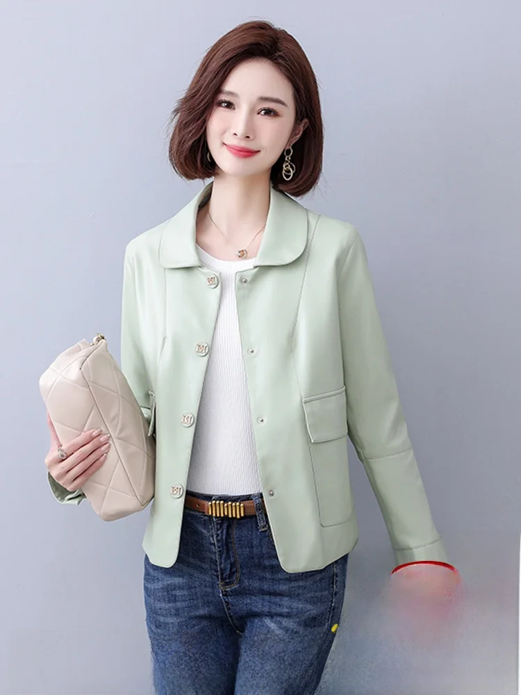 Manteau en cuir véritable Sle Haifeng pour femme, coupe ajustée, tendance, pour le travail, long, en cuir de vachette, nouvelle collection printemps-automne