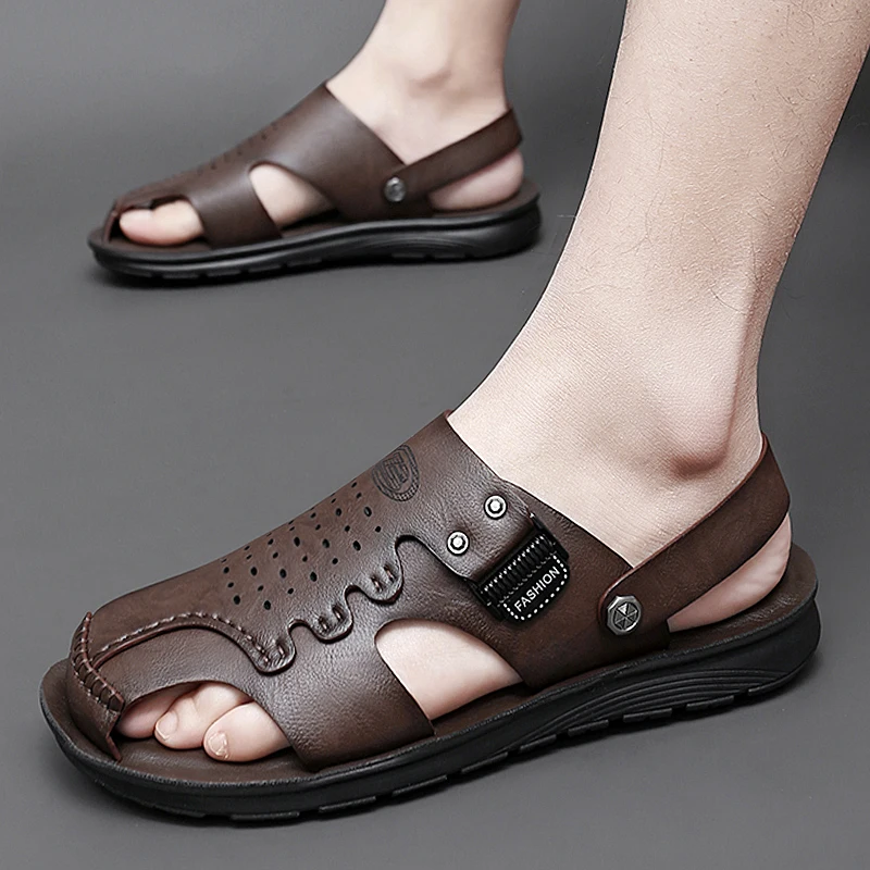 Men\'s sandals slippers 2023 summer new package head beach shoes casual sandals comfortable outdoor breathable clip toe sandals