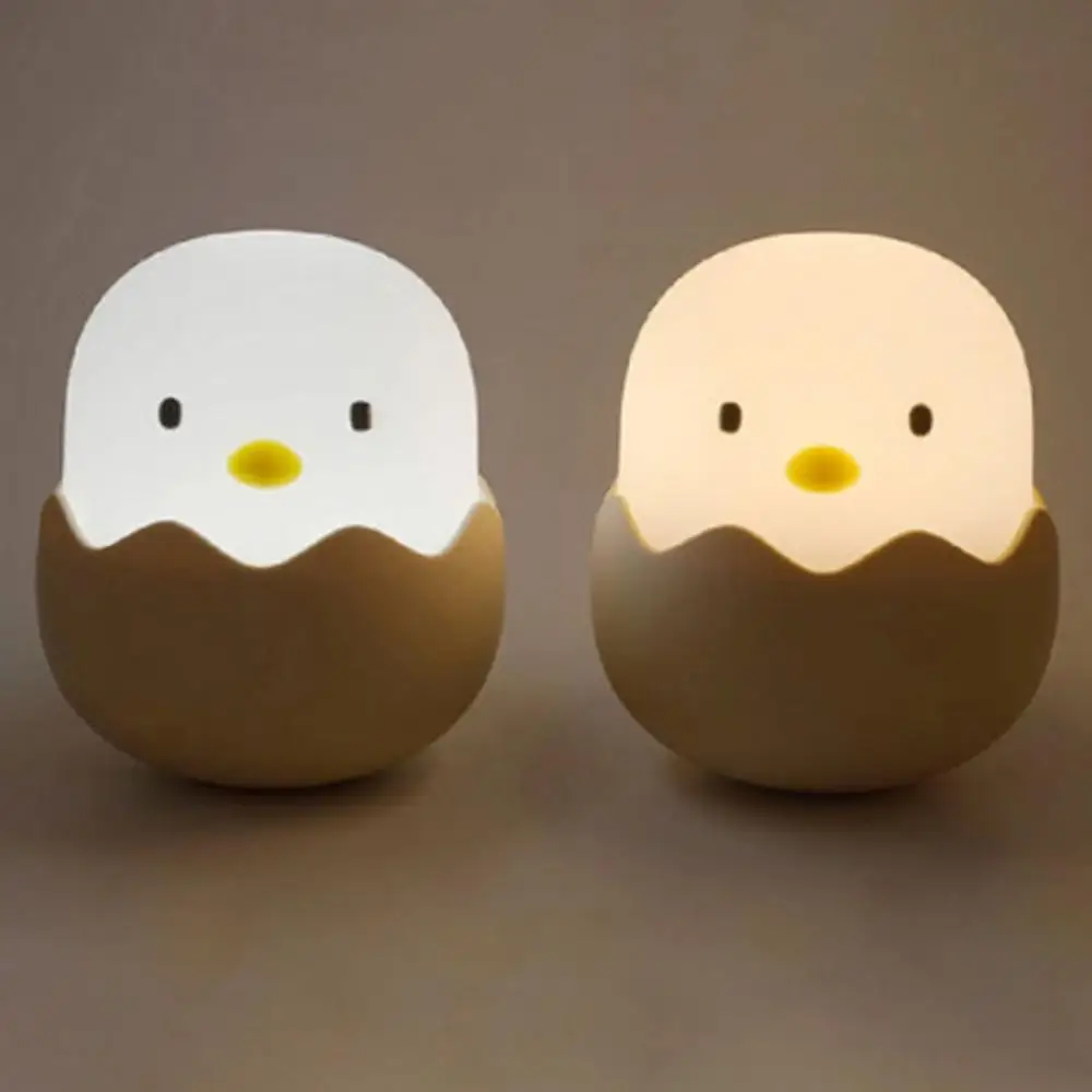 New Kids Chick Night Light Soft Silicone Adjustable Baby Night Light with Touch Sensor Cute Creative Egg Shell Baby Night Lamp