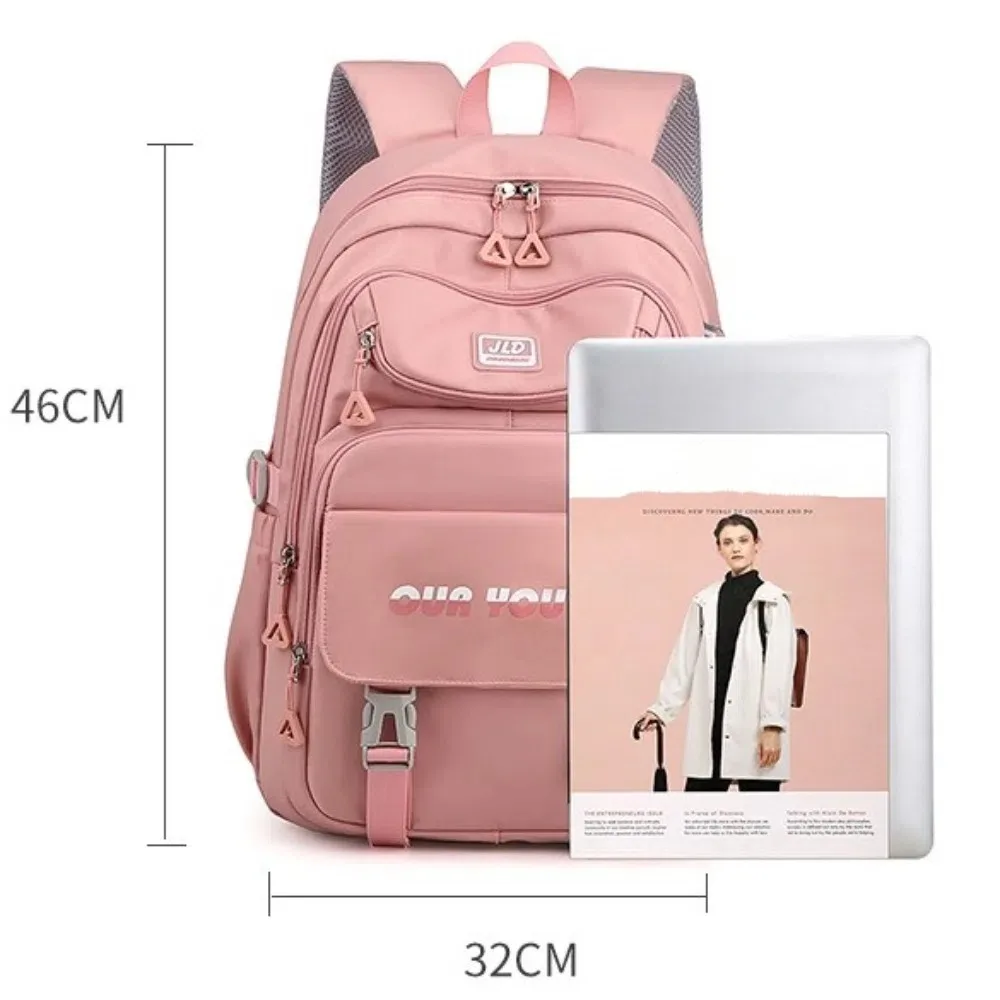 Solid Color Students School Bags Spinal Protection Multi-layer Children Rucksack Waterproof Large Capacity Women's Backpack