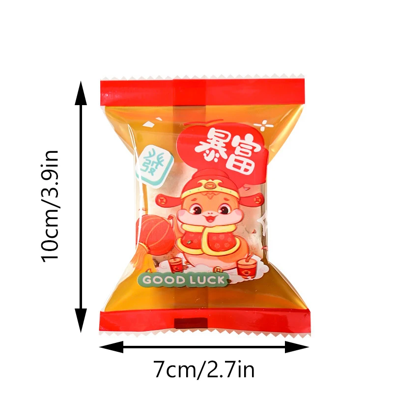 100pcs 2025 ใหม่ปีหิมะกรอบบรรจุภัณฑ์งูปีคุกกี้ Niu ROLL Candy เครื่องซีลถุงเบเกอรี่ Candy บรรจุภัณฑ์กระเป๋า