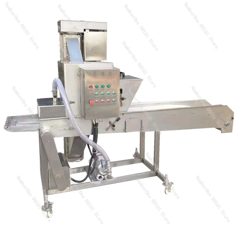 Máquina automática de pollos y picaretas de cerdo, máquina de polvo, pastel de patata Ciba, línea de freír salvado, tamaño de pastel de arroz y machi para envolver salvado