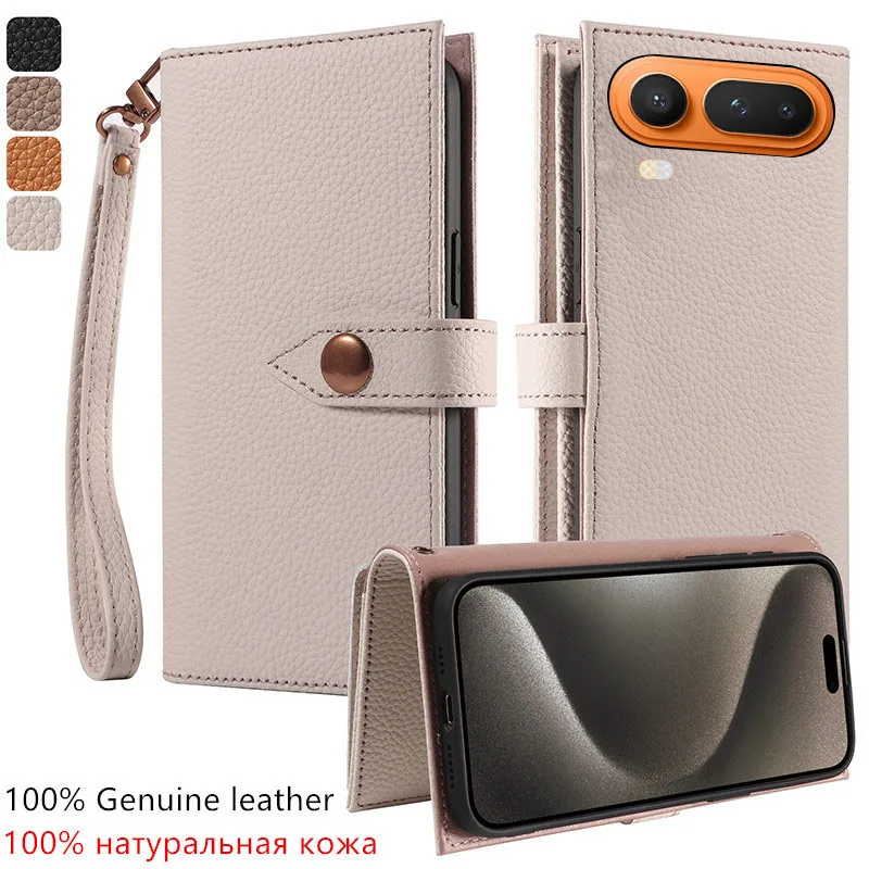 

Premium 100% Genuine leather card slot wallet Cover For Honor Magic8 Pro Air Lite Magnetic adsorption Fall prevention phone Case