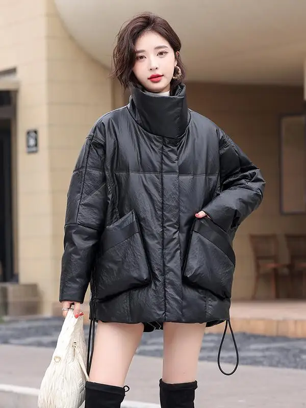   Ning cuir véritable vers le bas Jaet femmes mi-long 2025 hiver eepskin Faionable Design coréen manteau de fourrure ample