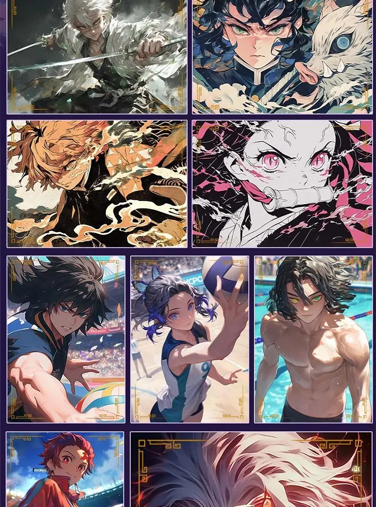 Demon Slayer A5 Card Kimetsu No Yaiba Tanjirou Kamado Nezuko karakter Anime sudut kanan Frosted Fine Flash kartu Hot Stamping