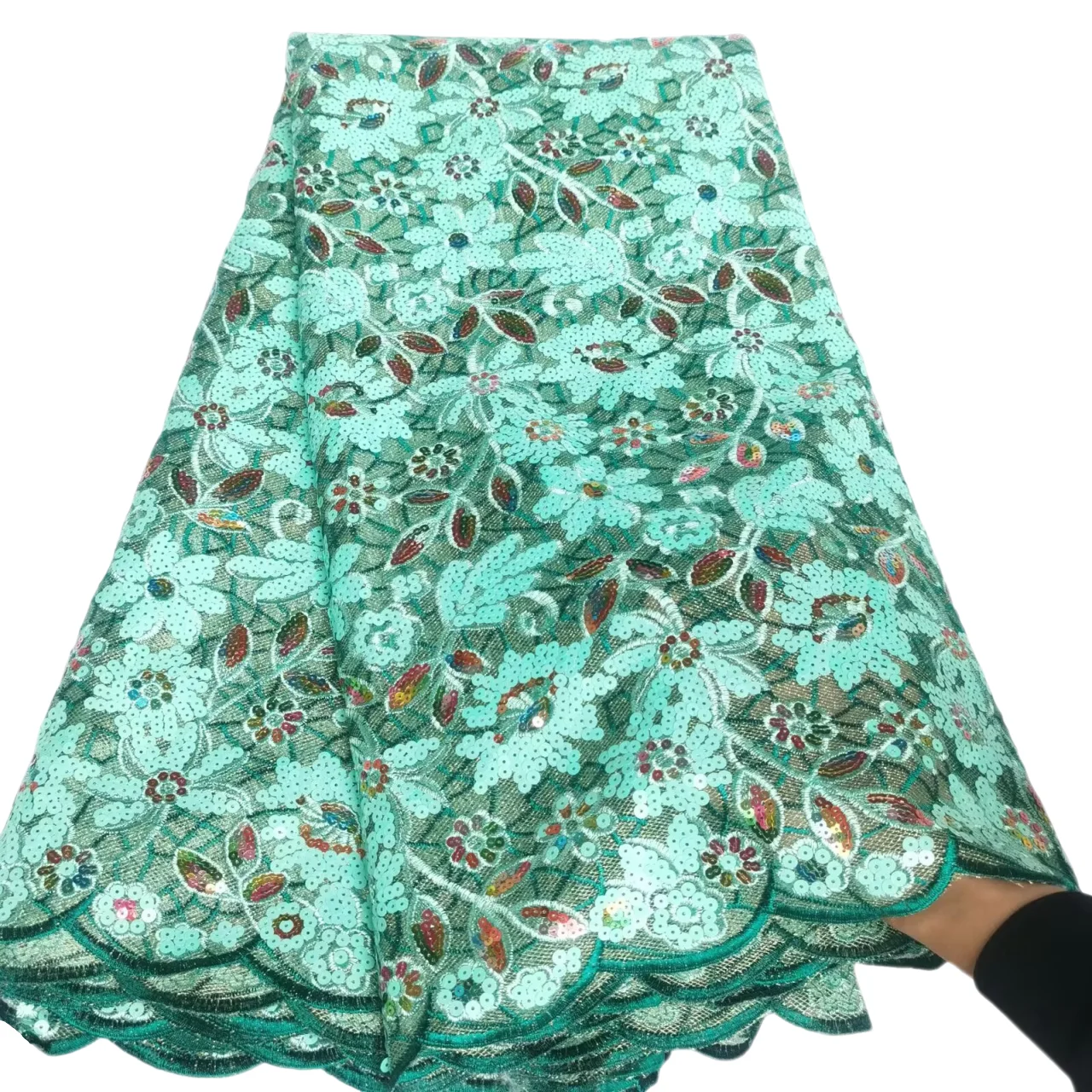 

Nigerian Multicolor Sequins Lace Fabric 2025 High Quality African Lace French Tulle Sequin Embroidery Fabrics For Party Dresses