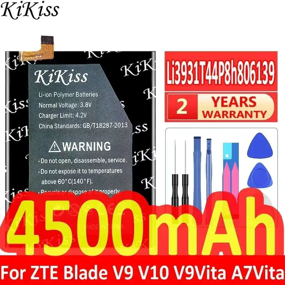

Мощный аккумулятор KiKiss 4500 мАч Li3931T44P8h806139 для мобильного телефона ZTE Blade V9 V10/V9Vita V10Vita/A7 Vita/A4/A5 2020/A7 2019