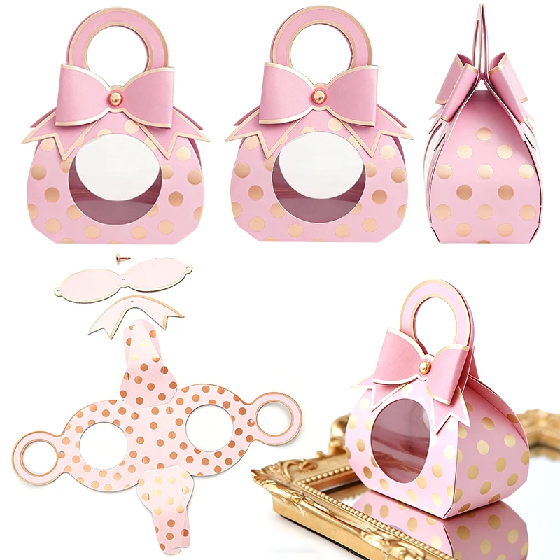 Paquete de 6-18 Cajas de Regalo con Diseño de Puntos Rosas, Bolsa de Regalo Portátil, Papel de Alta Calidad, Caja de Dulces para Bodas, Fiestas y Eventos, Recuerdos para Invitados ZYF