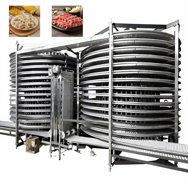IQF Spiral Freezer Stainless Steel Industrial Quick Freezing Tunnel for Seafood Shrimp Fish Processing Plant