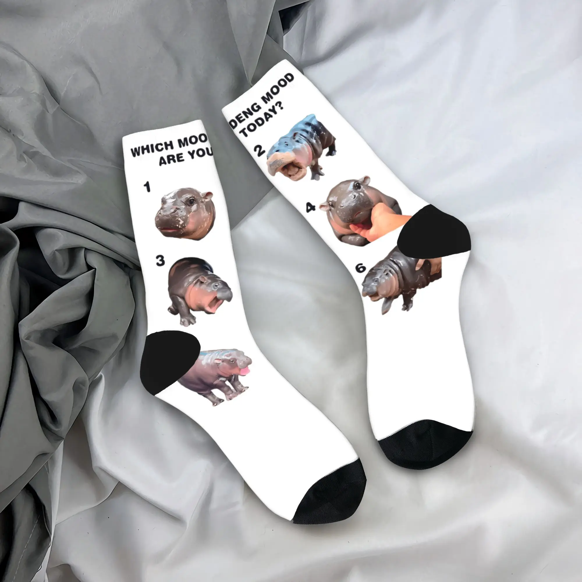 

Moo Deng Mood Stockings Gothic Socks Men's Soft Breathable Socks Spring Running Custom Non Slip Socks Gift