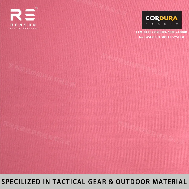 

Pink Color 500D+1000D Squadron Durable Cordura Laminated Combined Fabric Tactical Laminated Fabric for Molle Syetem in Stock