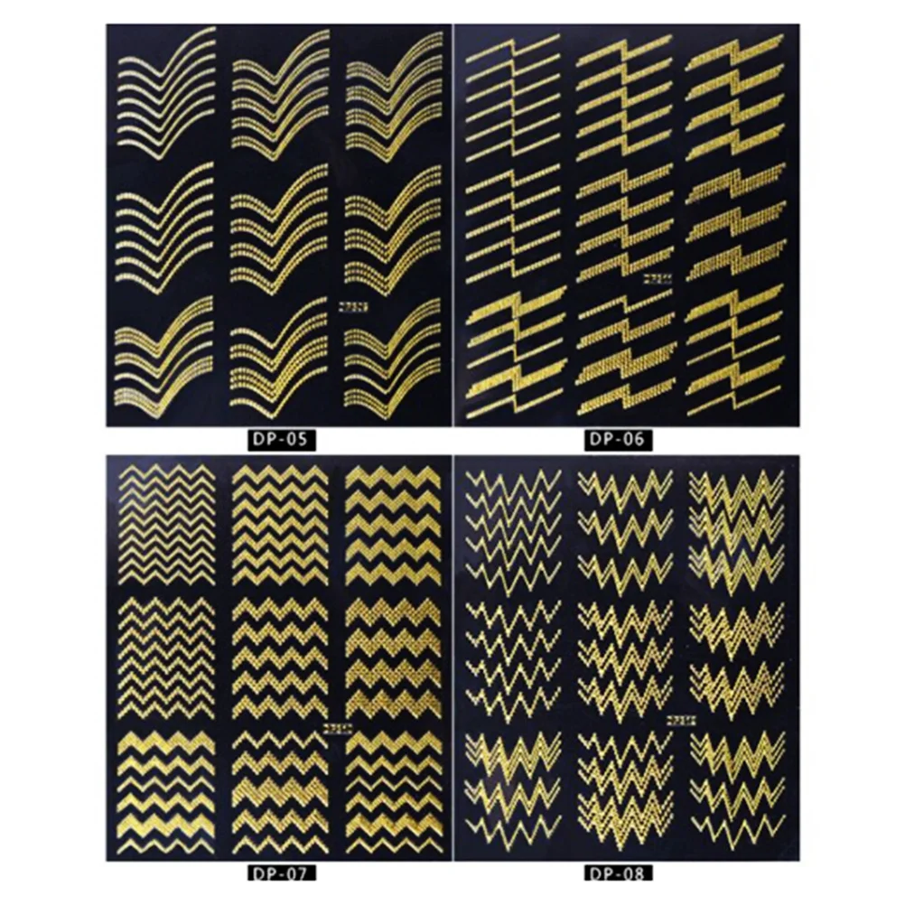 

42Pcs Fashion Metal Nail Stickers Elegant Designs Artificial Nails Decor for Party Wedding Celebration Women