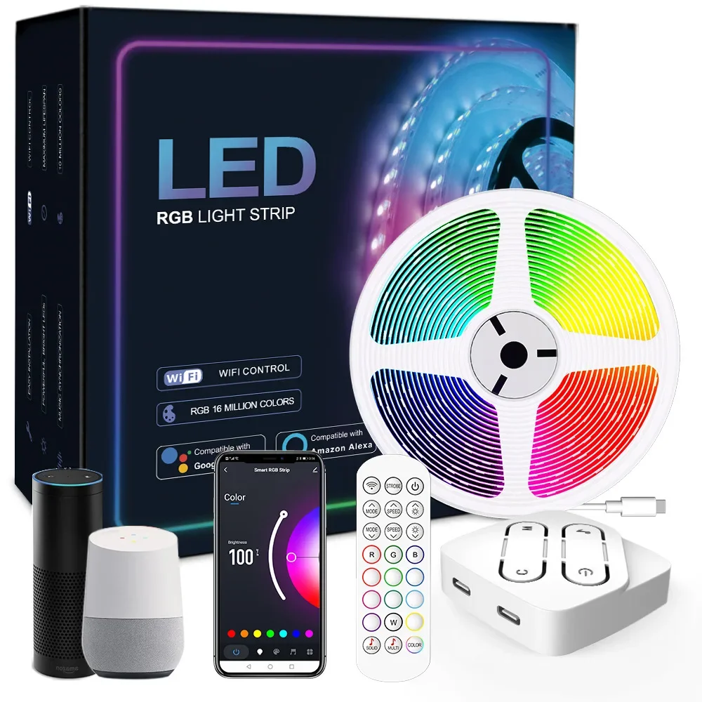 

LED light strip 12V adhesive waterproof WIFI set 5050RGB smart voice mobile graffiti APP control sound