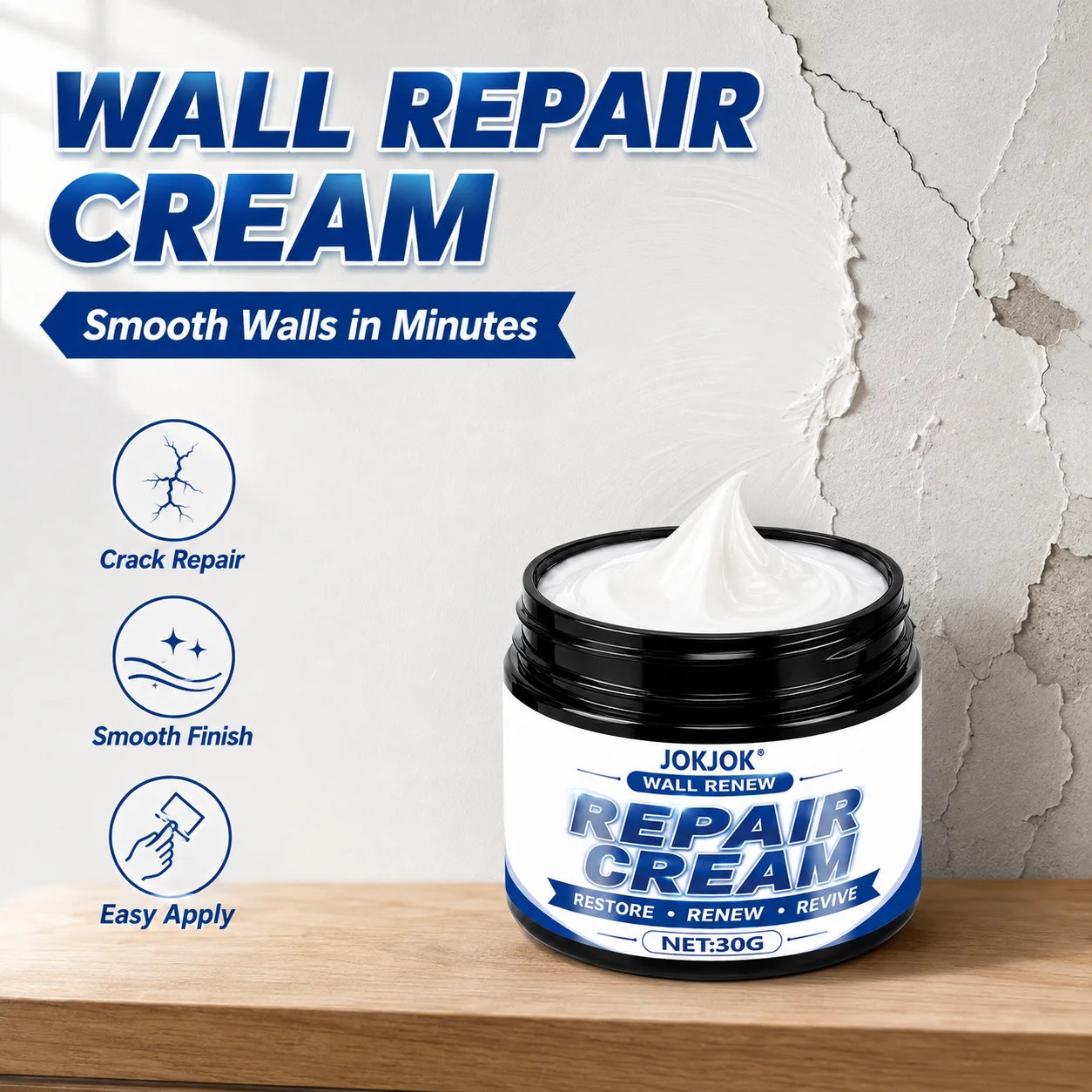 Universal White Wall Repair Putty, Quick-Drying, Long-Lasting Seal, Suitable for Indoor and Outdoor Project Repairs, Cracks