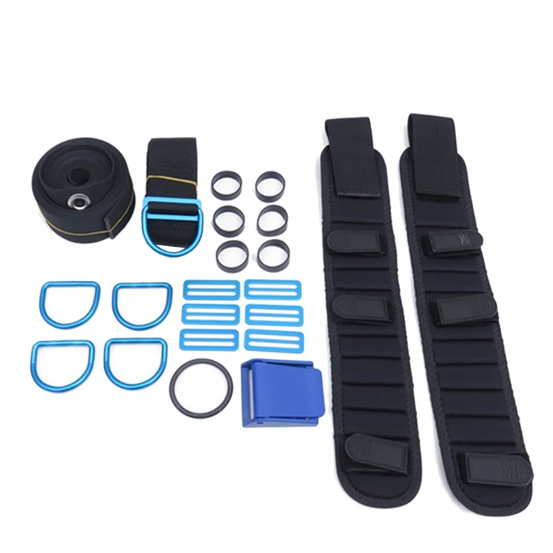 

Scuba Diving Backplate DIR Harness BCD Holder Crotch Strap Set Weight Belt Dive Spare Parts Accessories Black & Blue