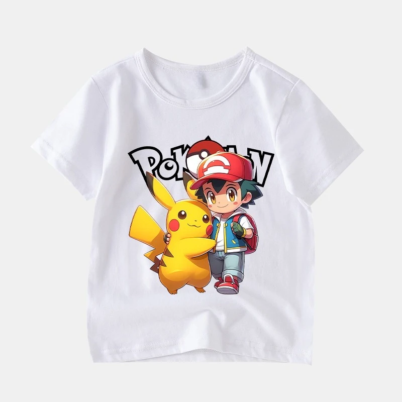 New Cartoon Pokémon Pocket Game Printed T-Shirt Men's and Women's Summer Original Style Loose Casual Versatile Short Sleeve Top