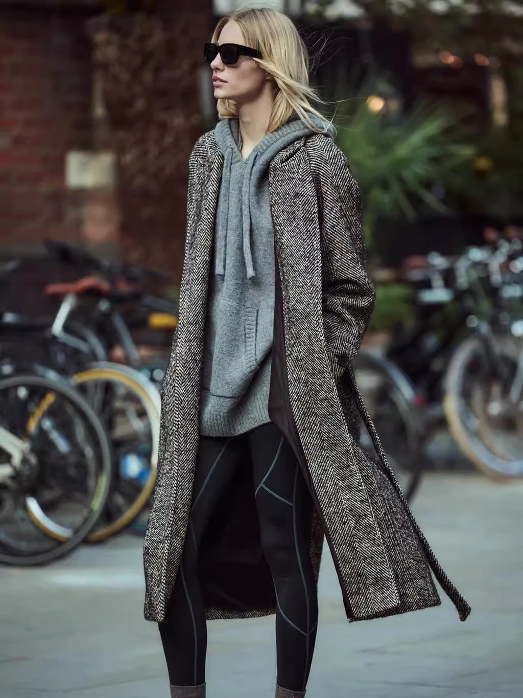 

Осень-зима, Новое поступление, женское пригородное пальто с поясом, твидовый узор, длина миди, длинное пальто в стиле ретро, облегающий крой