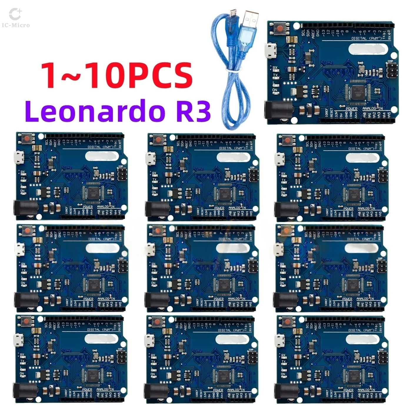 XCW  Leonardo R3 Development Board With 30cm USB Cable ATMEGA32U4 For Arduino 1-10PCS