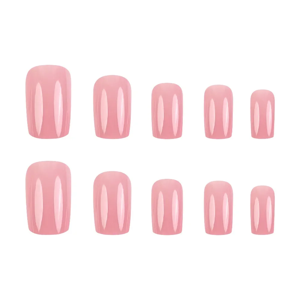 

2026 New Simple Nude Pink Glossy Wearable Nails for Daily Commuting Whitening Nail Art