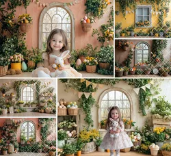 Mehofond Photography Background Easter Spring Floral Rustic Window Kids Birthday Cake Smash Portrait Decor Backdrop Photo Studio