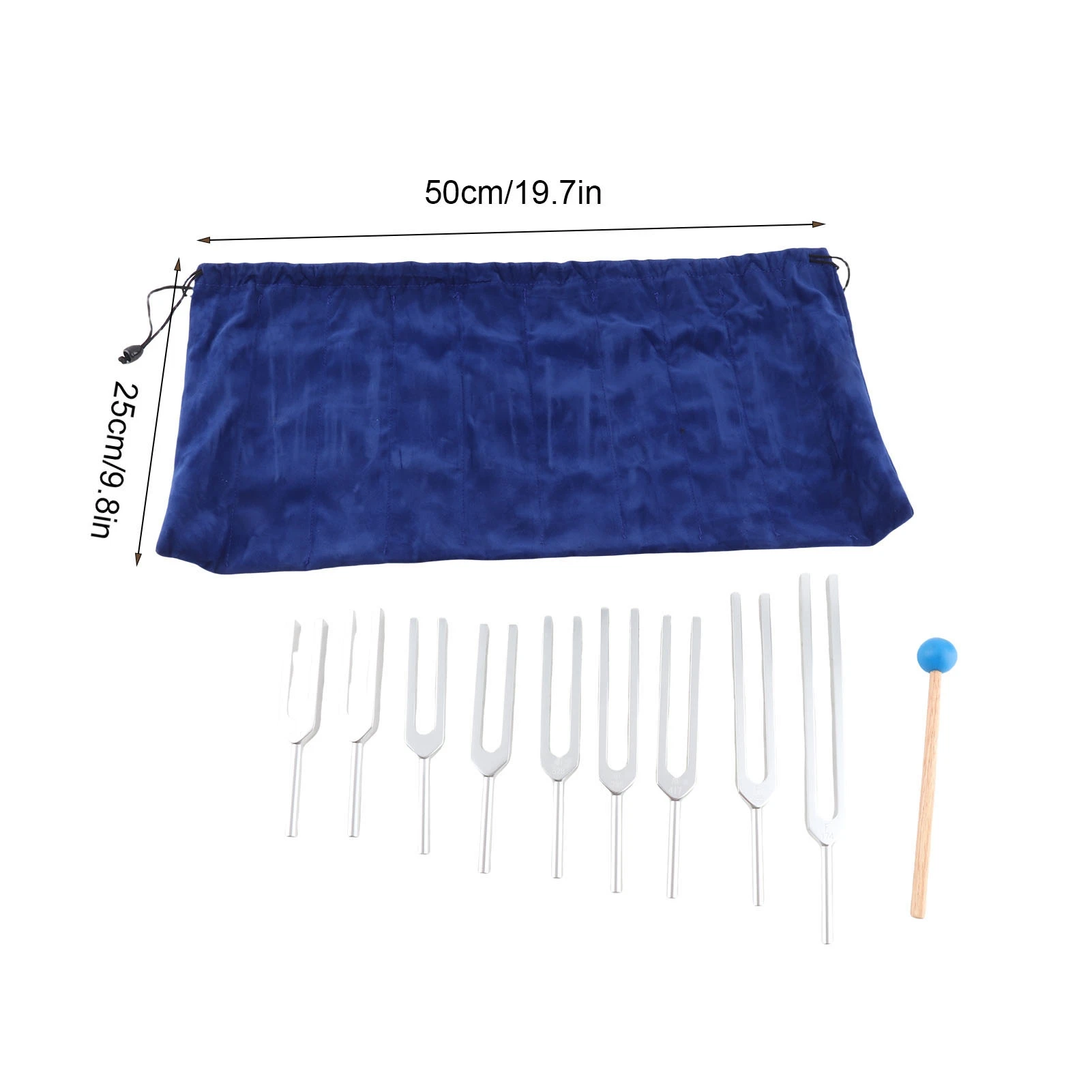 9pcs/set 174/ 285/ 396/ 417/ 528/ 639/ 741/ 852/ 963HZ Tuning Fork Sound Healing Tool Set Tuning Fork Hammer
