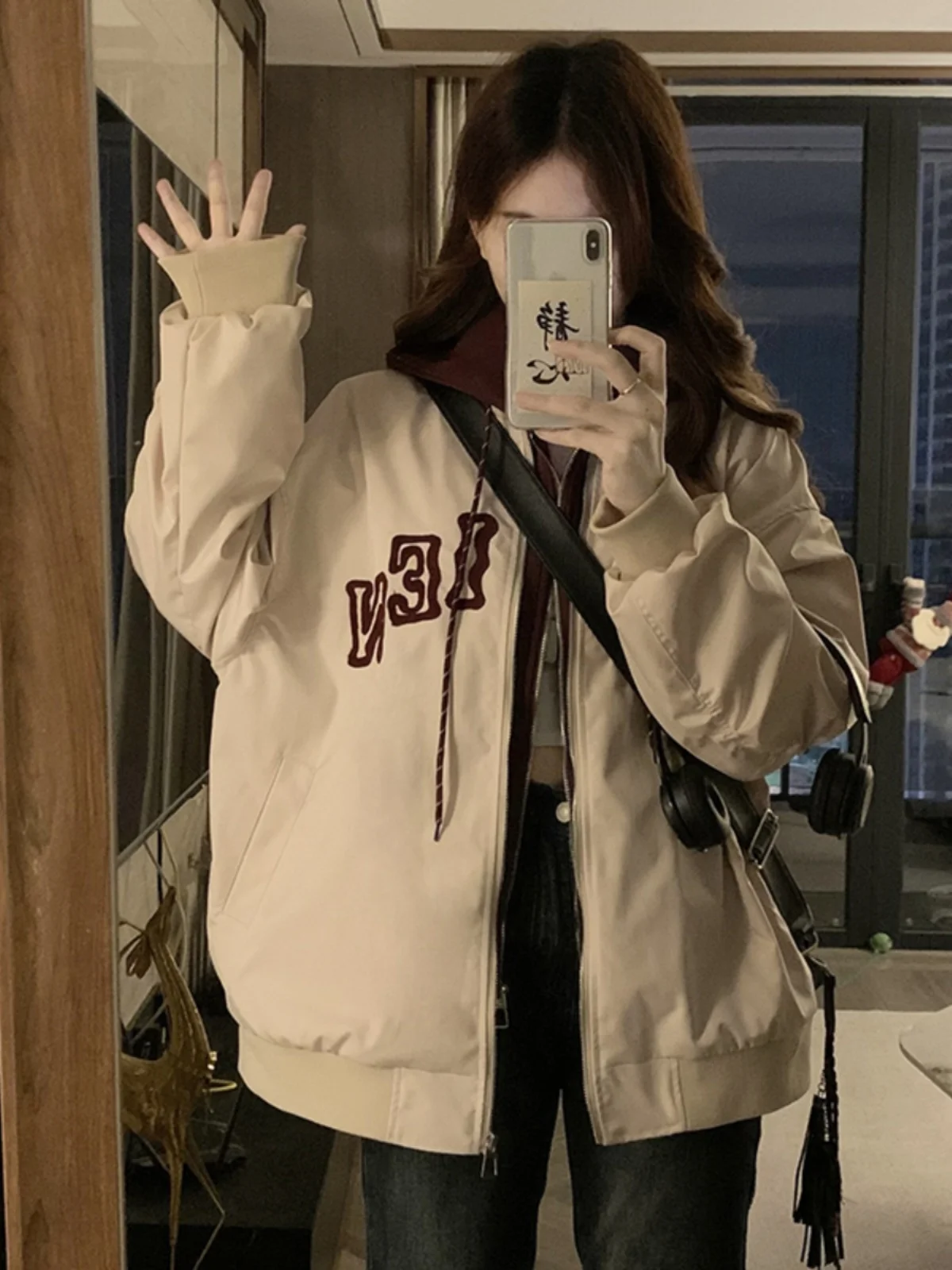 

Baseball Jackets Girls Womens Fuzzy Bomber Slim-Fitting Mid-Length Harajuku Anti-Freezing Casual Detachable Thermal Pockets Chic