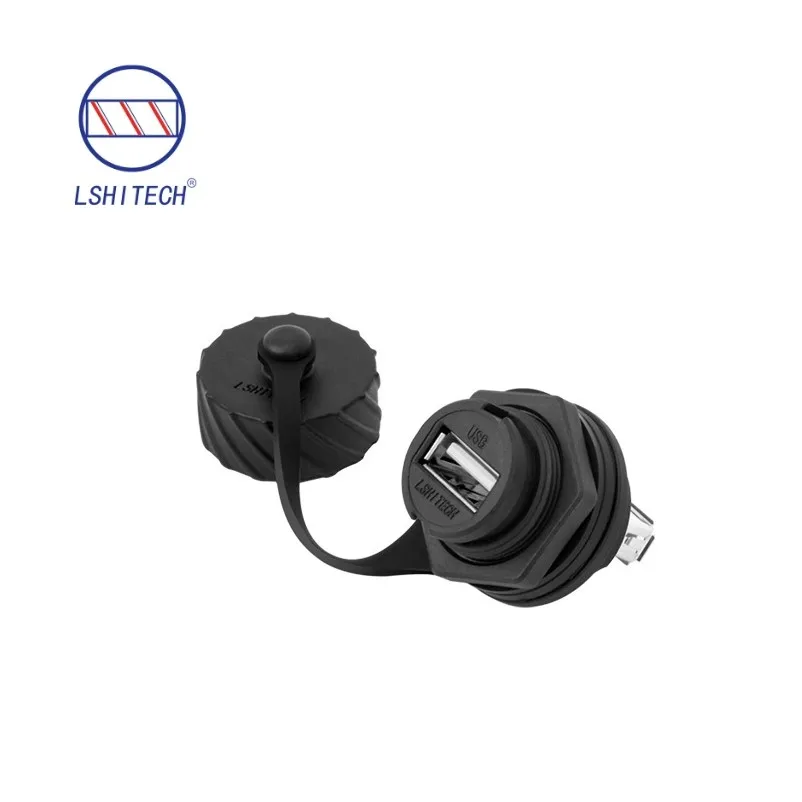 Lshitech M20.8mm USB2.0 Waterproof Female Socket Use for Industrial Automation/Outdoor Lighting/New Energy Equipment