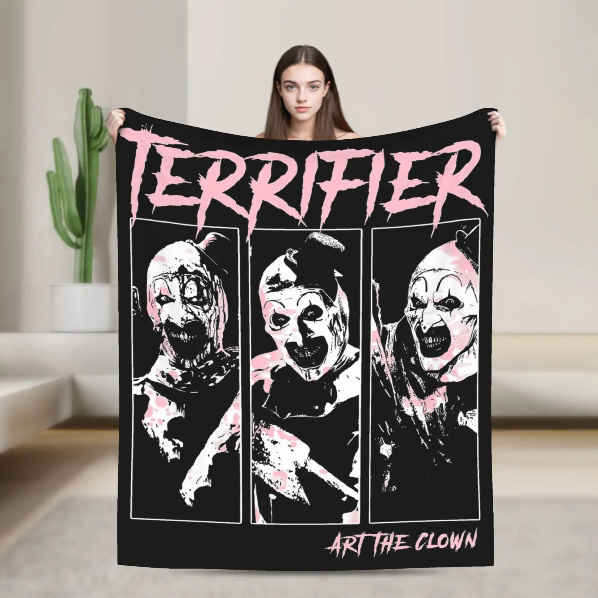 Terrifier Art The Clown Retro Blanket Flannel Spring Autumn   Multifunction Lightweight Throw Blankets for Bed Couch Bedspreads