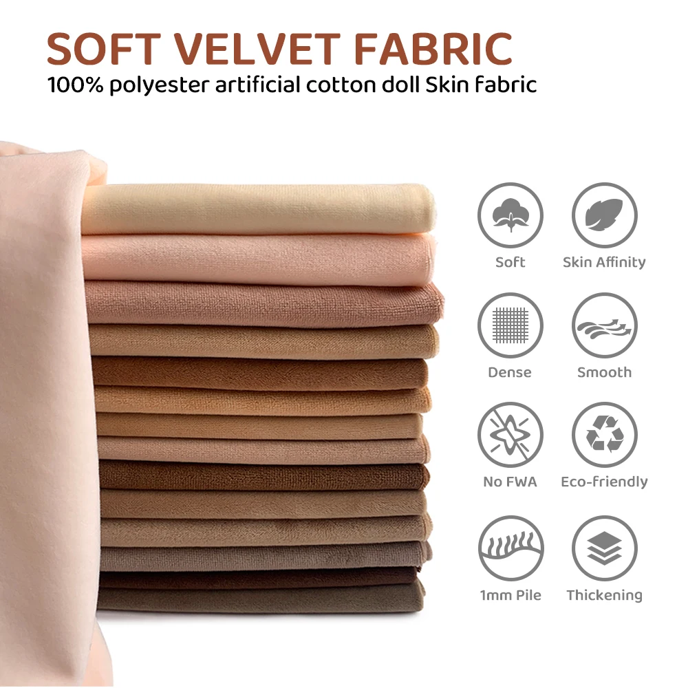1 mm Florlänge Plüschstoff zum Nähen von Puppenhaaren, Polyester, umweltfreundliches Material, Baumwolle, Puppenhautfarbe, Stoff, nicht elastisch – Detail 1