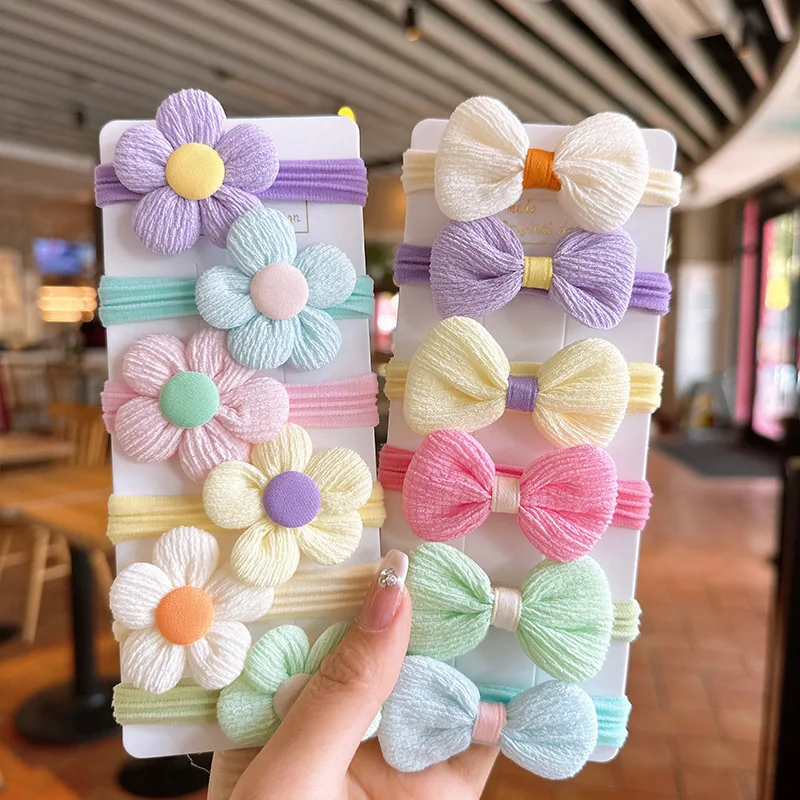 12 STKS Nieuwe Cut Haarbanden Prinses Zoete Bloem Boog Meisjes Vrouwen Elastische Haarbanden Haaraccessoires Hoofddeksels Scrunchies